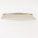 Christian Dior Honeycomb Canvas Clutch Bag PVC Leather White Gold Auth 148952-7