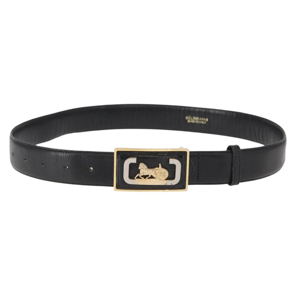 CELINE Belt Leather 31.5"" Black Auth 148954
