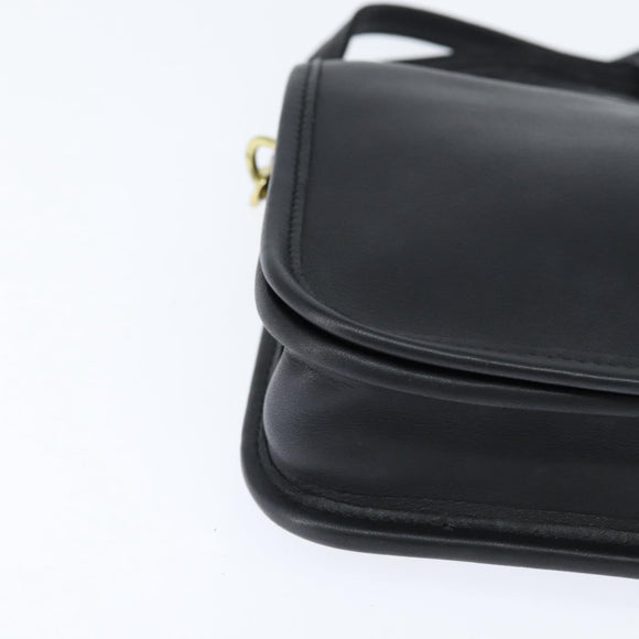 Coach Shoulder Bag Leather Black Gold Auth 148956