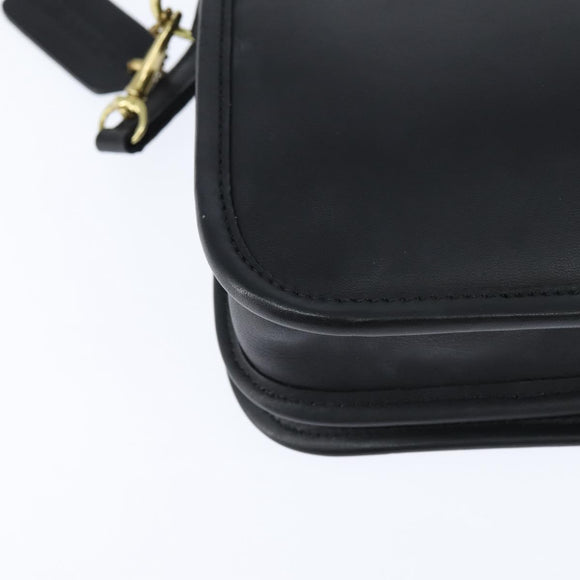 Coach Shoulder Bag Leather Black Gold Auth 148956