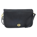 Coach Shoulder Bag Leather Black Gold Auth 148956-1