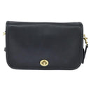 Coach Shoulder Bag Leather Black Gold Auth 148956-13