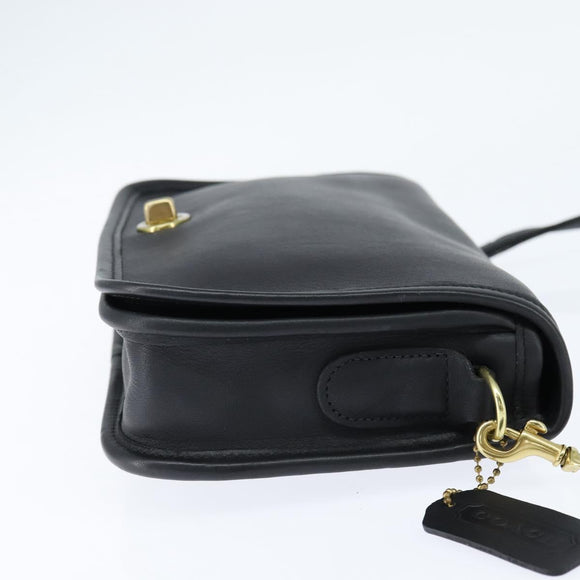 Coach Shoulder Bag Leather Black Gold Auth 148956