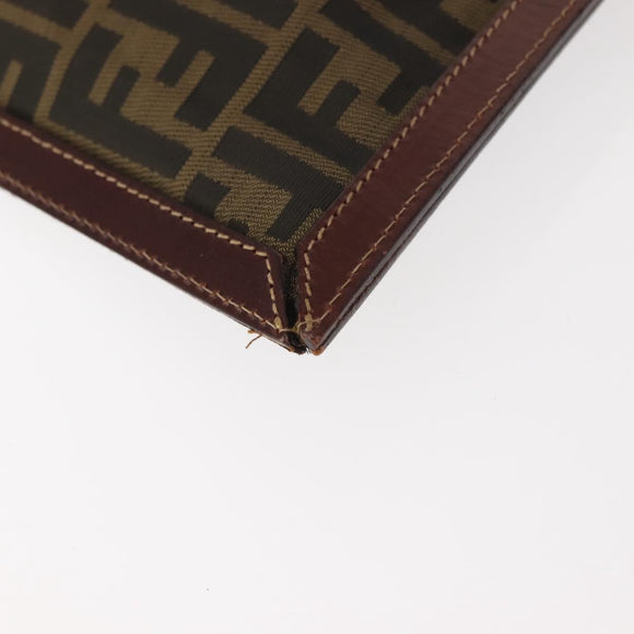 FENDI Zucca Canvas Clutch Bag Black Brown gold Auth 148959