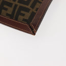 FENDI Zucca Canvas Clutch Bag Black Brown gold Auth 148959-15