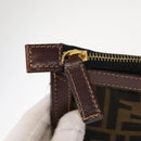 FENDI Zucca Canvas Clutch Bag Black Brown gold Auth 148959-9