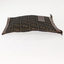 FENDI Zucca Canvas Clutch Bag Black Brown gold Auth 148959-3