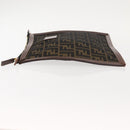 FENDI Zucca Canvas Clutch Bag Black Brown gold Auth 148959-4