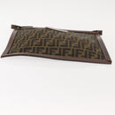FENDI Zucca Canvas Clutch Bag Black Brown gold Auth 148959-6