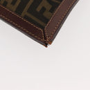 FENDI Zucca Canvas Clutch Bag Black Brown gold Auth 148959-7