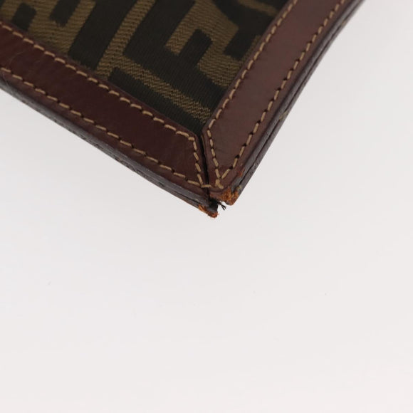 FENDI Zucca Canvas Clutch Bag Black Brown gold Auth 148959