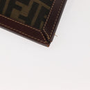 FENDI Zucca Canvas Clutch Bag Black Brown gold Auth 148959-8