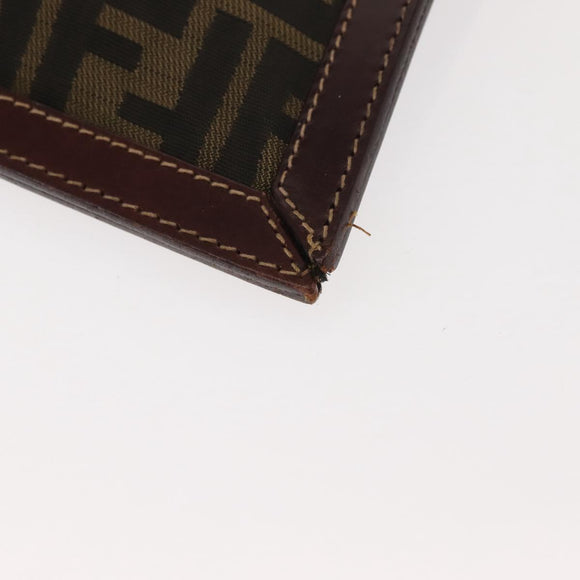 FENDI Zucca Canvas Clutch Bag Black Brown gold Auth 148959