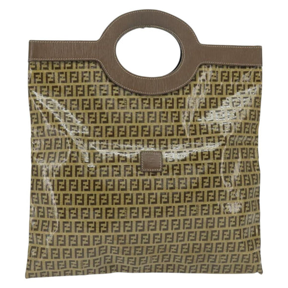 FENDI Zucchino Canvas Hand Bag Beige Auth 148960