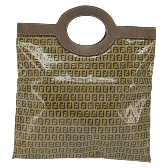 FENDI Zucchino Canvas Hand Bag Beige Auth 148960