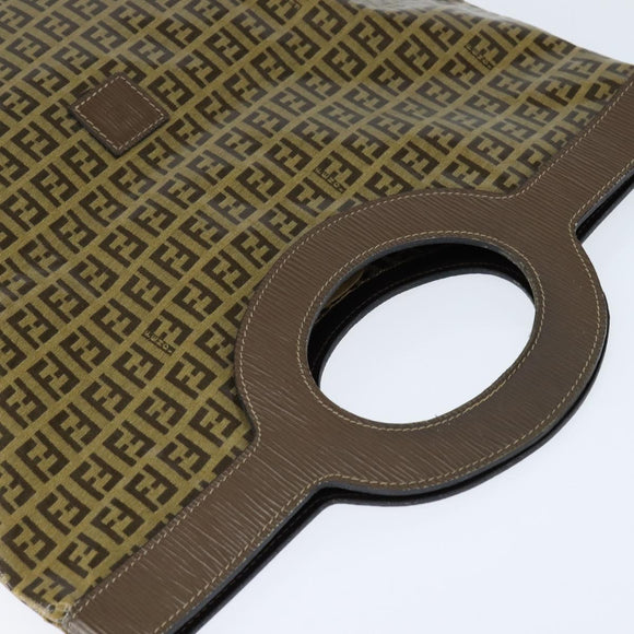 FENDI Zucchino Canvas Hand Bag Beige Auth 148960