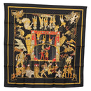 HERMES Carre 90 Scarf ""LE TEMPS des MARIONNETTES"" Silk Black Auth 148961-1