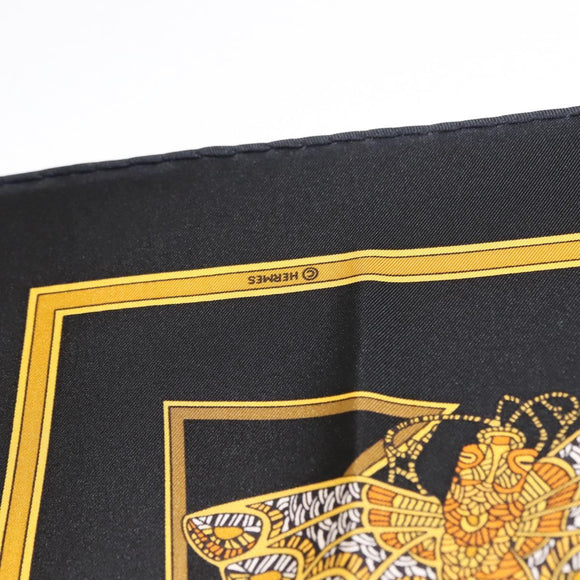 HERMES Carre 90 Scarf ""LE TEMPS des MARIONNETTES"" Silk Black Auth 148961