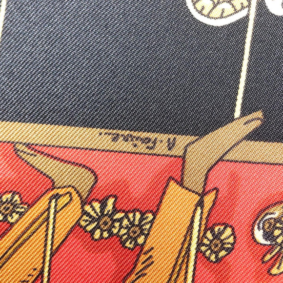 HERMES Carre 90 Scarf ""LE TEMPS des MARIONNETTES"" Silk Black Auth 148961