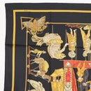 HERMES Carre 90 Scarf ""LE TEMPS des MARIONNETTES"" Silk Black Auth 148961-2