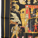 HERMES Carre 90 Scarf ""LE TEMPS des MARIONNETTES"" Silk Black Auth 148961-5