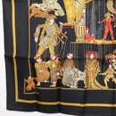 HERMES Carre 90 Scarf ""LE TEMPS des MARIONNETTES"" Silk Black Auth 148961-8