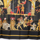 HERMES Carre 90 Scarf ""LE TEMPS des MARIONNETTES"" Silk Black Auth 148961-9