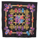 HERMES Carre 90 Scarf ""LES RUBANS DU CHEVAL "" Silk Black Auth 148964-1