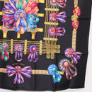 HERMES Carre 90 Scarf ""LES RUBANS DU CHEVAL "" Silk Black Auth 148964-10