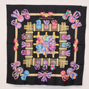 HERMES Carre 90 Scarf ""LES RUBANS DU CHEVAL "" Silk Black Auth 148964-13