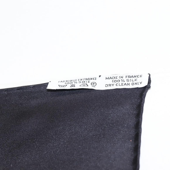HERMES Carre 90 Scarf ""LES RUBANS DU CHEVAL "" Silk Black Auth 148964