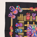 HERMES Carre 90 Scarf ""LES RUBANS DU CHEVAL "" Silk Black Auth 148964-2
