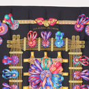 HERMES Carre 90 Scarf ""LES RUBANS DU CHEVAL "" Silk Black Auth 148964-3