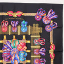 HERMES Carre 90 Scarf ""LES RUBANS DU CHEVAL "" Silk Black Auth 148964-4