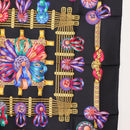 HERMES Carre 90 Scarf ""LES RUBANS DU CHEVAL "" Silk Black Auth 148964-7