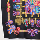 HERMES Carre 90 Scarf ""LES RUBANS DU CHEVAL "" Silk Black Auth 148964-8