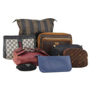 CELINE Fendi Gucci Cartier Macadam Canvas Pouch Leather 8 Set Blue Auth 148967-1