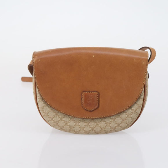 CELINE Macadam Canvas Shoulder Bag PVC 3 Set Beige Brown Auth 148968