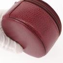 CARTIER Jewelry case Jewelry Box Leather Bordeaux Gold Auth 148970-16