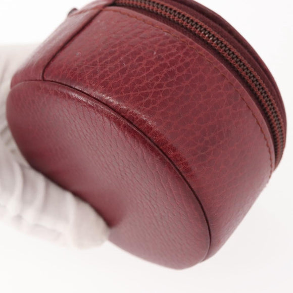 CARTIER Jewelry case Jewelry Box Leather Bordeaux Gold Auth 148970