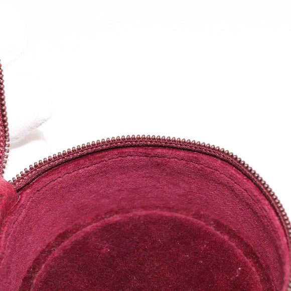 CARTIER Jewelry case Jewelry Box Leather Bordeaux Gold Auth 148970