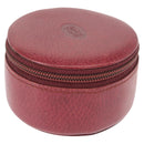 CARTIER Jewelry case Jewelry Box Leather Bordeaux Gold Auth 148970-1