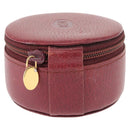 CARTIER Jewelry case Jewelry Box Leather Bordeaux Gold Auth 148970-2