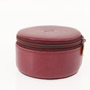 CARTIER Jewelry case Jewelry Box Leather Bordeaux Gold Auth 148970-3