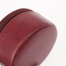 CARTIER Jewelry case Jewelry Box Leather Bordeaux Gold Auth 148970-14