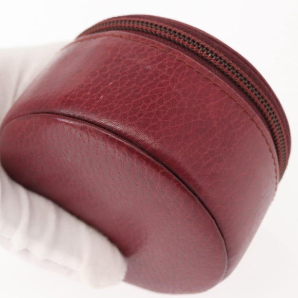 CARTIER Jewelry case Jewelry Box Leather Bordeaux Gold Auth 148970