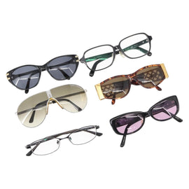 GIVENCHY POLICE Dunhill ANNA SUI Glasses plastic 6 Set Black Silver Auth 148982