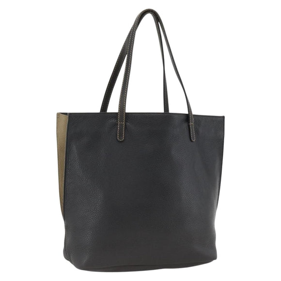 ETRO Tote Bag Leather Gold Black Auth 148984