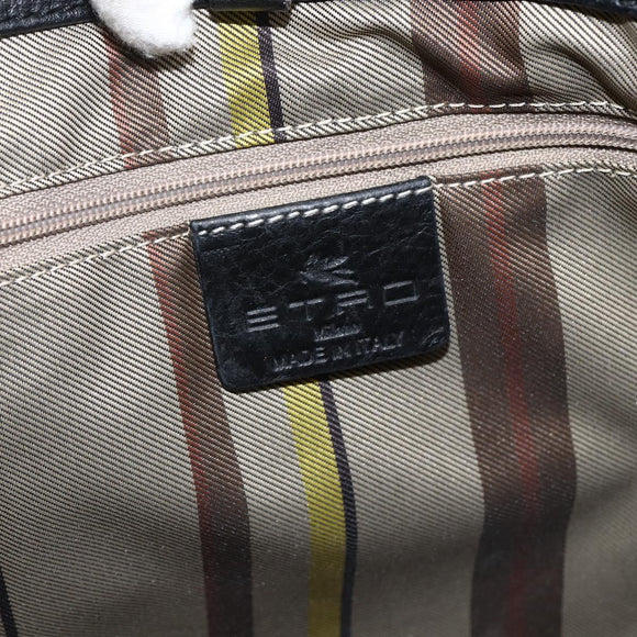 ETRO Tote Bag Leather Gold Black Auth 148984