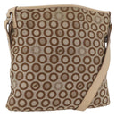 HUNTING WORLD Shoulder Bag Canvas Beige Silver Auth 148985-1